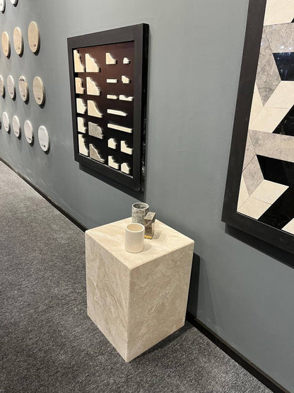 Travertine Plinth Side Table