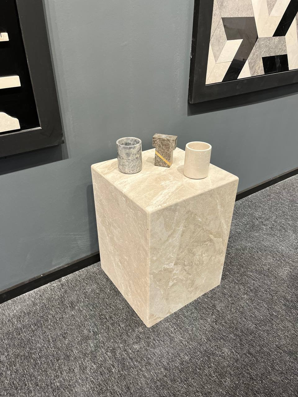 Travertine Plinth Side Table