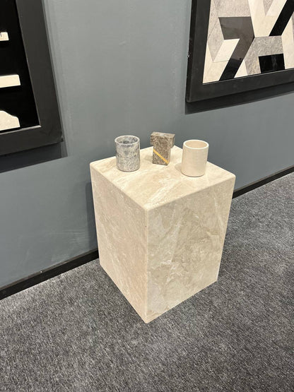 Travertine Plinth Side Table