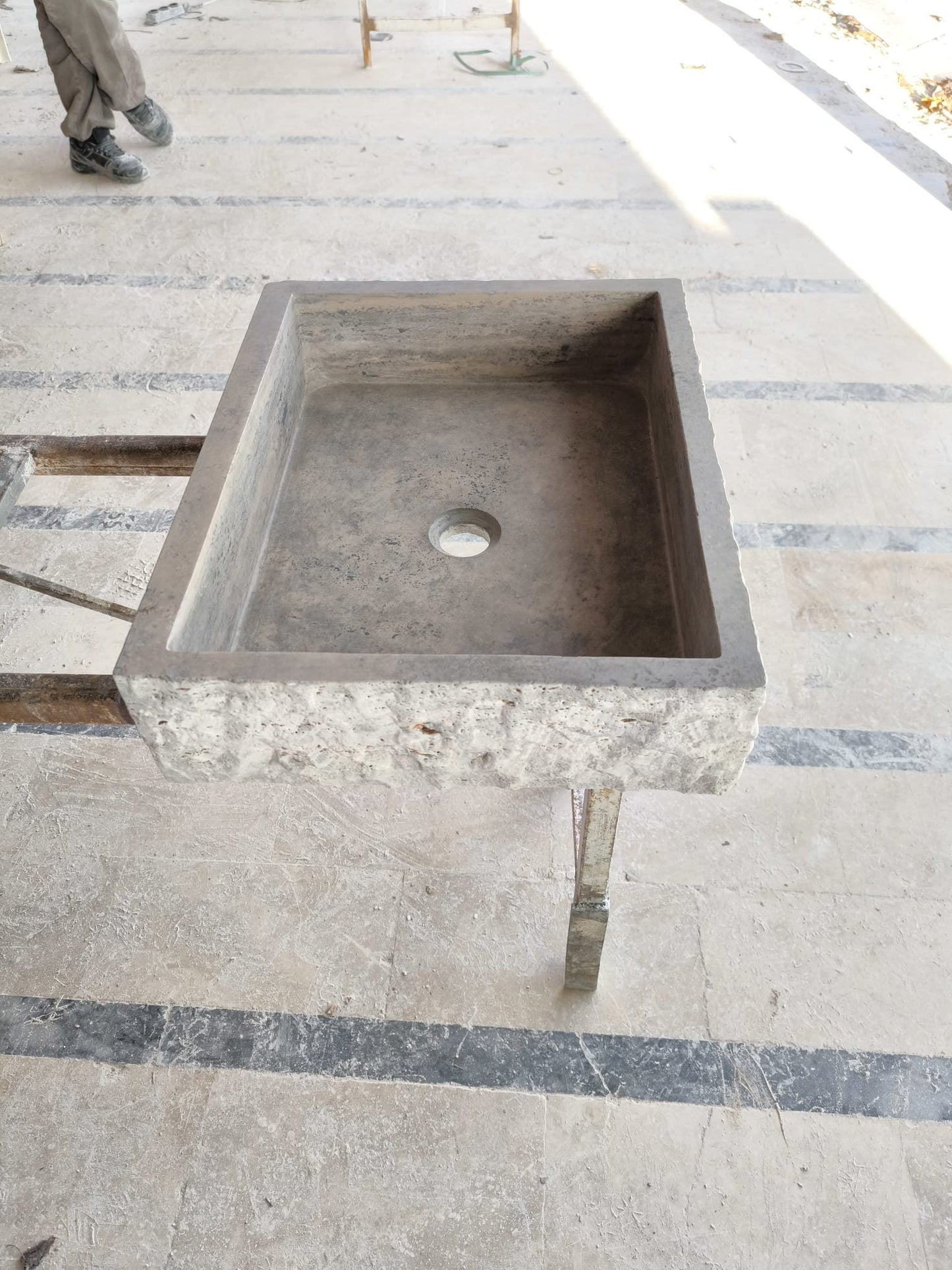 Silver Travertine Rectangular Sink