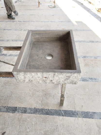 Silver Travertine Rectangular Sink