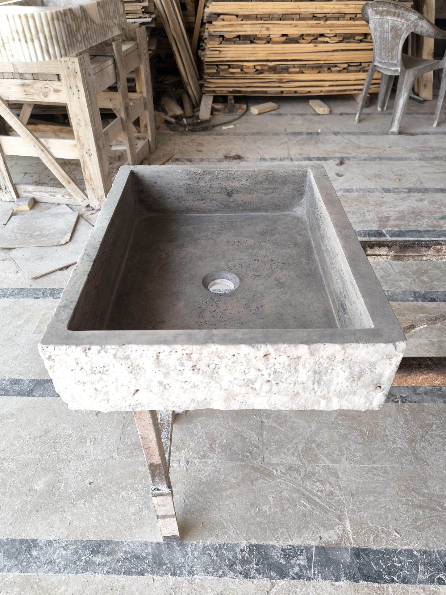 Silver Travertine Rectangular Sink