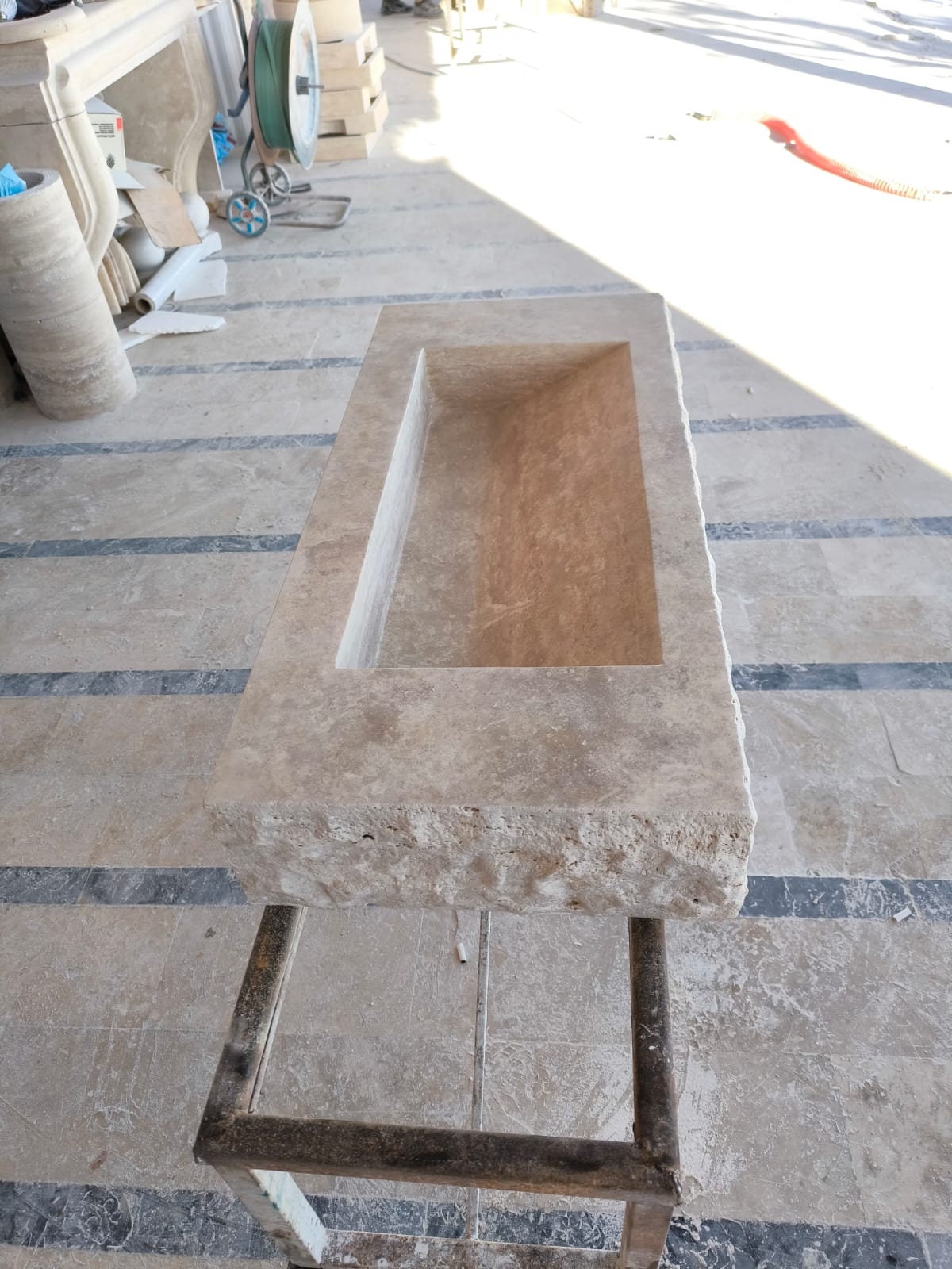 Handmade Travertine Wall-Mount Sink