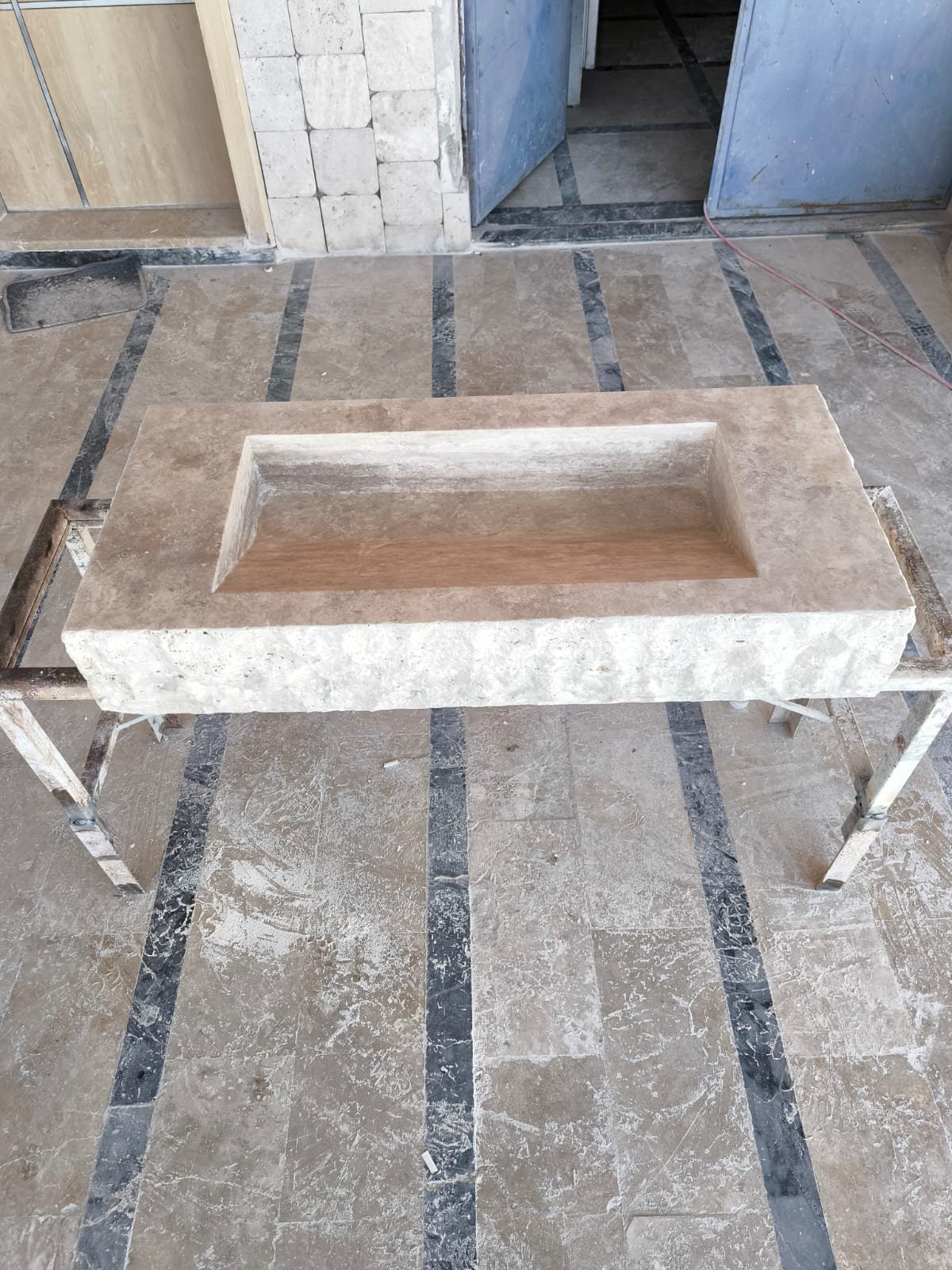 Handmade Travertine Wall-Mount Sink
