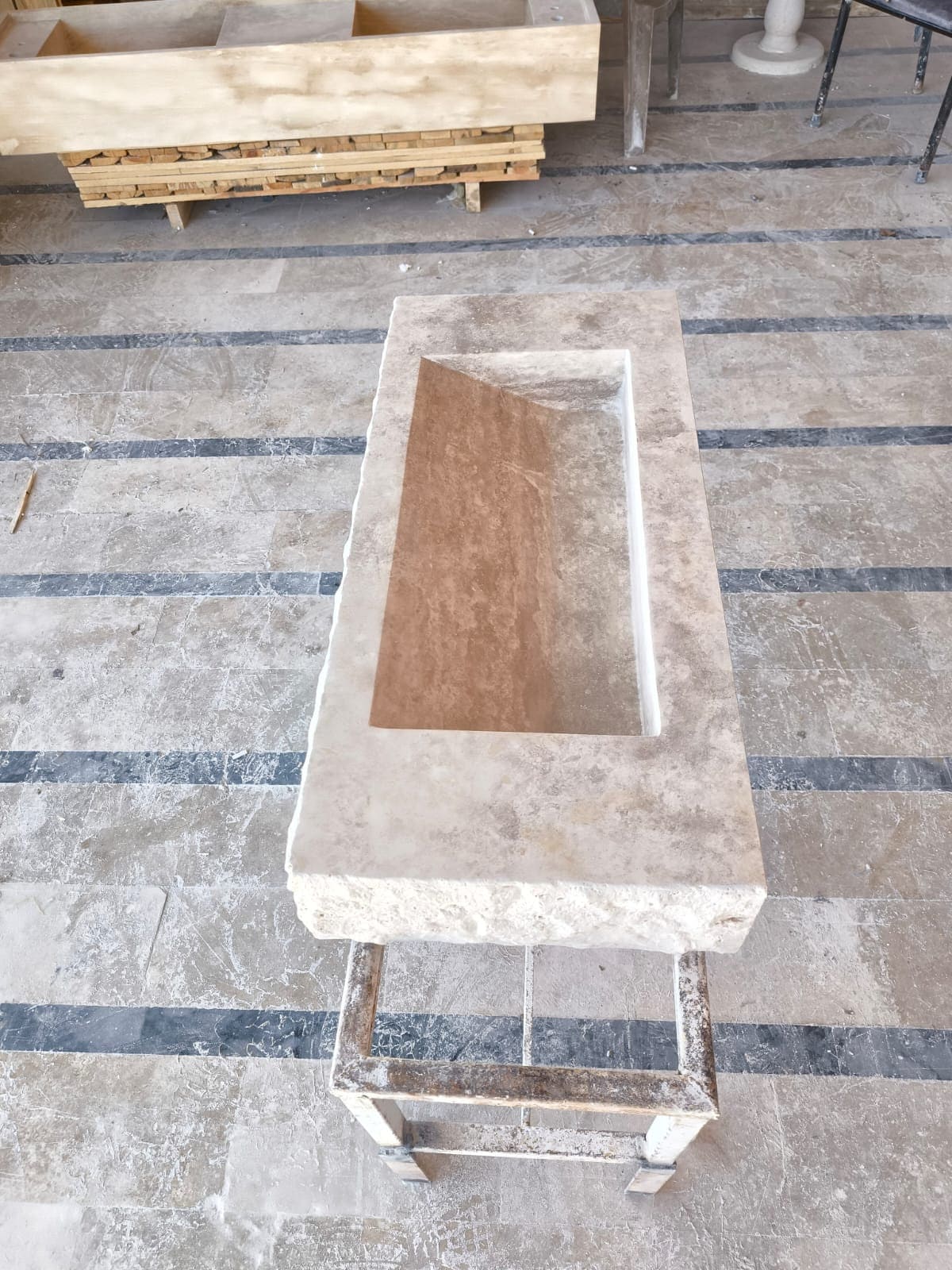 Handmade Travertine Wall-Mount Sink