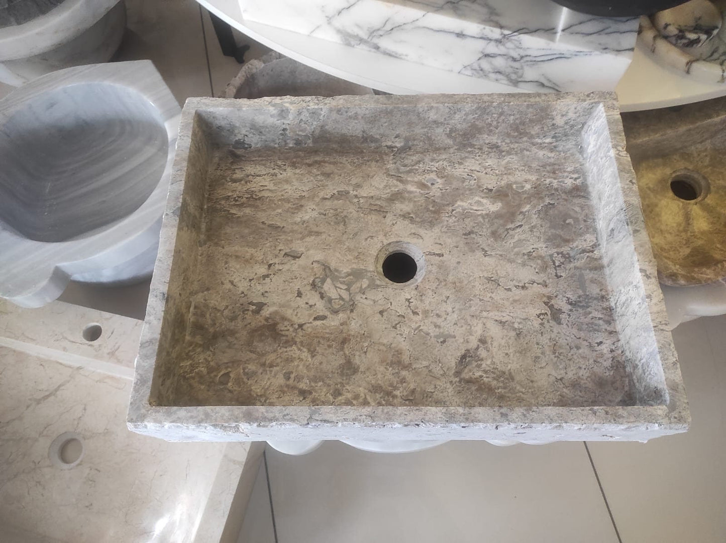 Silver Travertine Thin Edge Sink