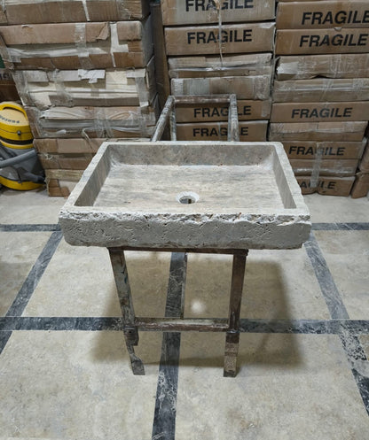 Silver Travertine Rectangular Sink
