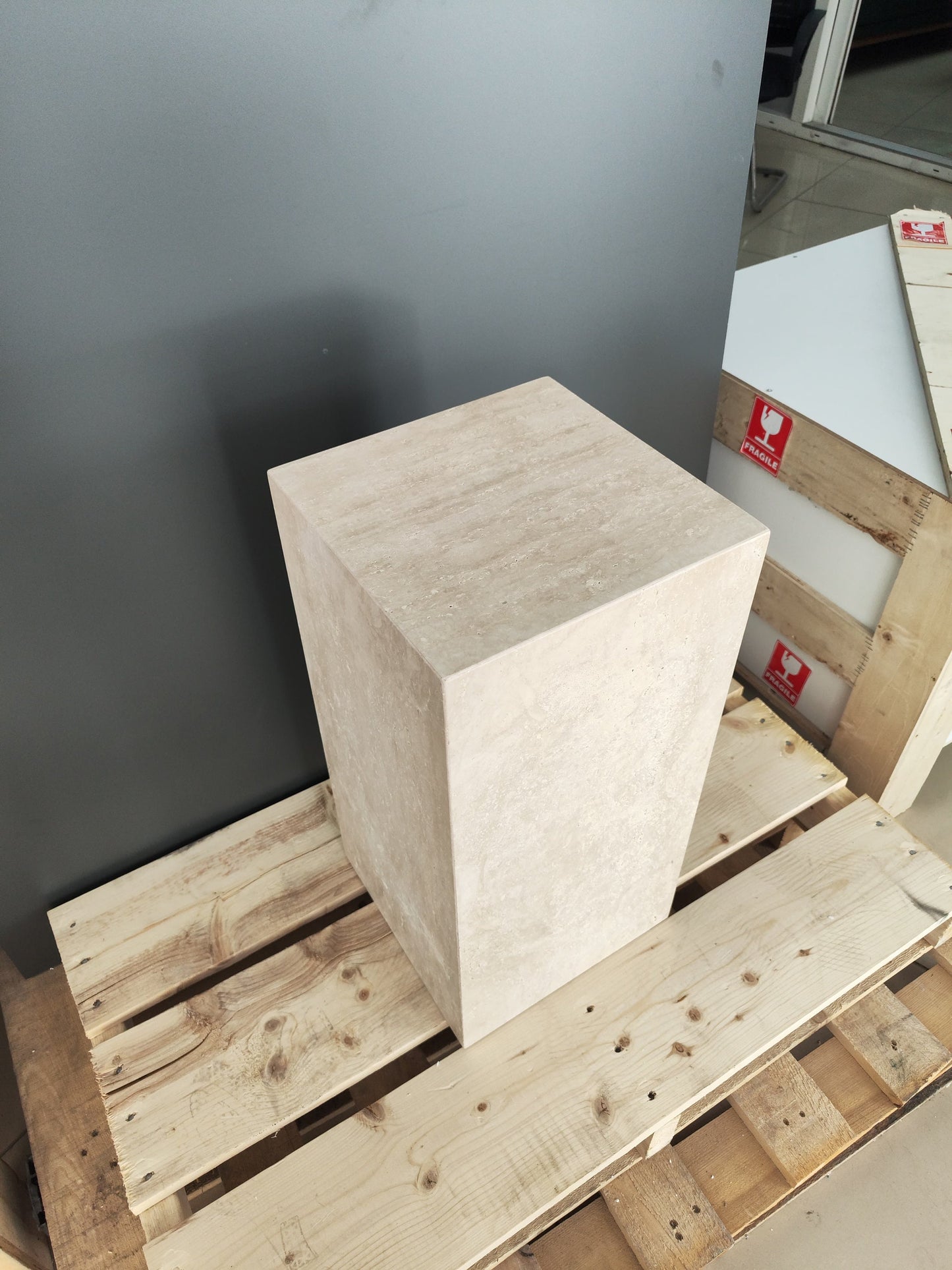 Travertine Plinth Table