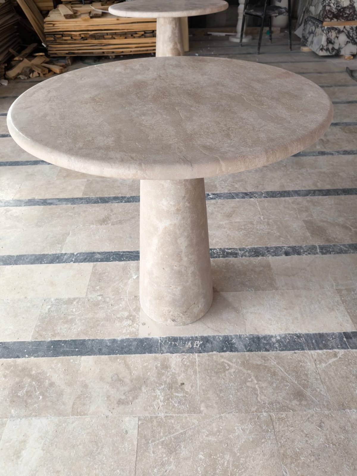Travertine Plinth Table