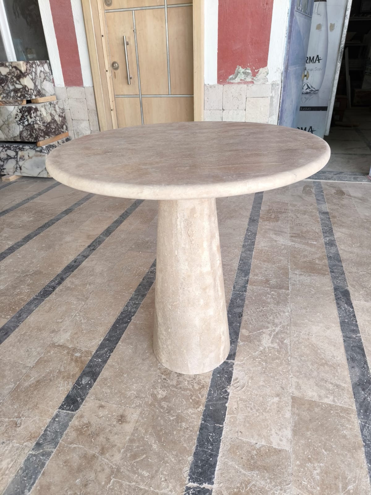 Travertine Plinth Table