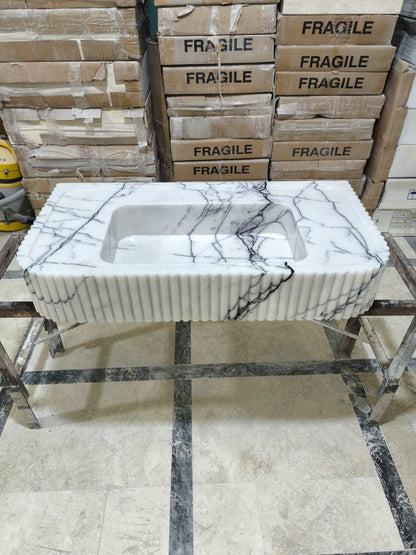 Lilac Marble Fluted Sink