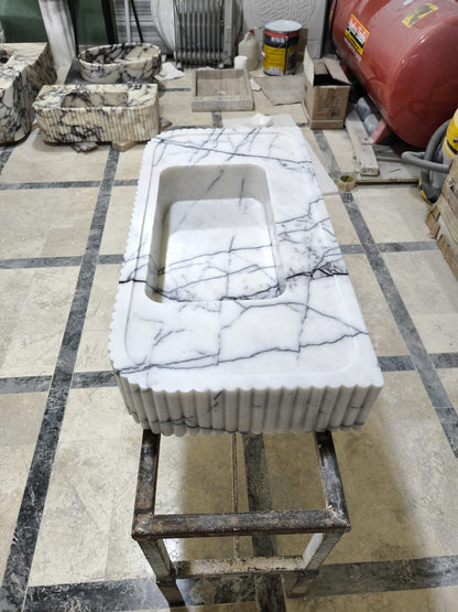 Lilac Marble Fluted Sink