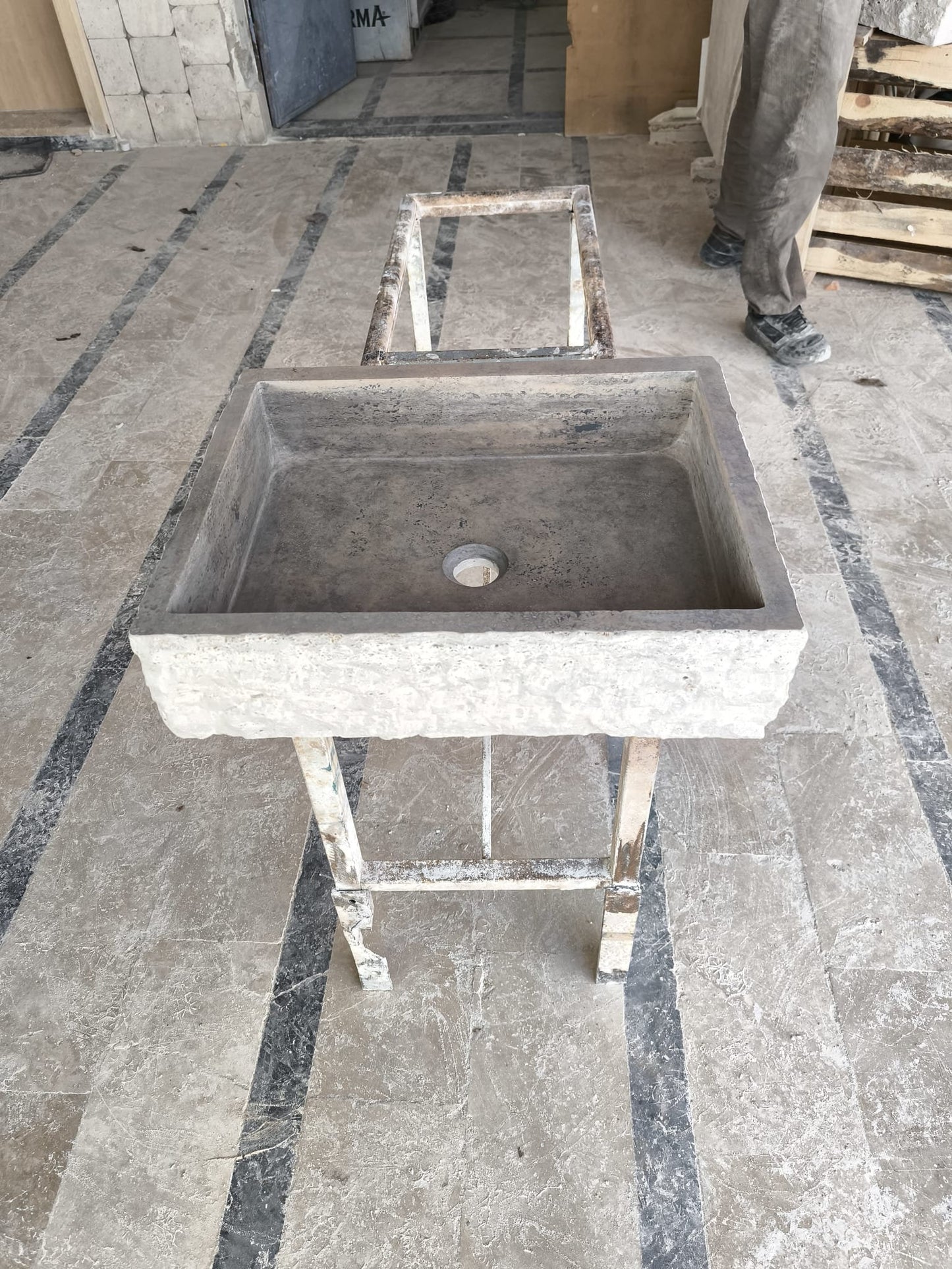 Silver Travertine Rectangular Sink