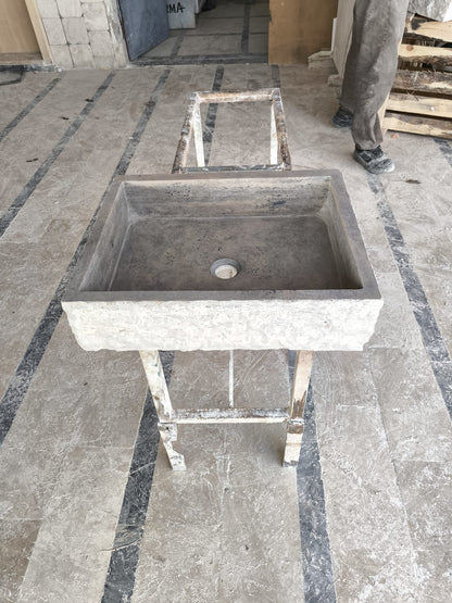 Silver Travertine Rectangular Sink
