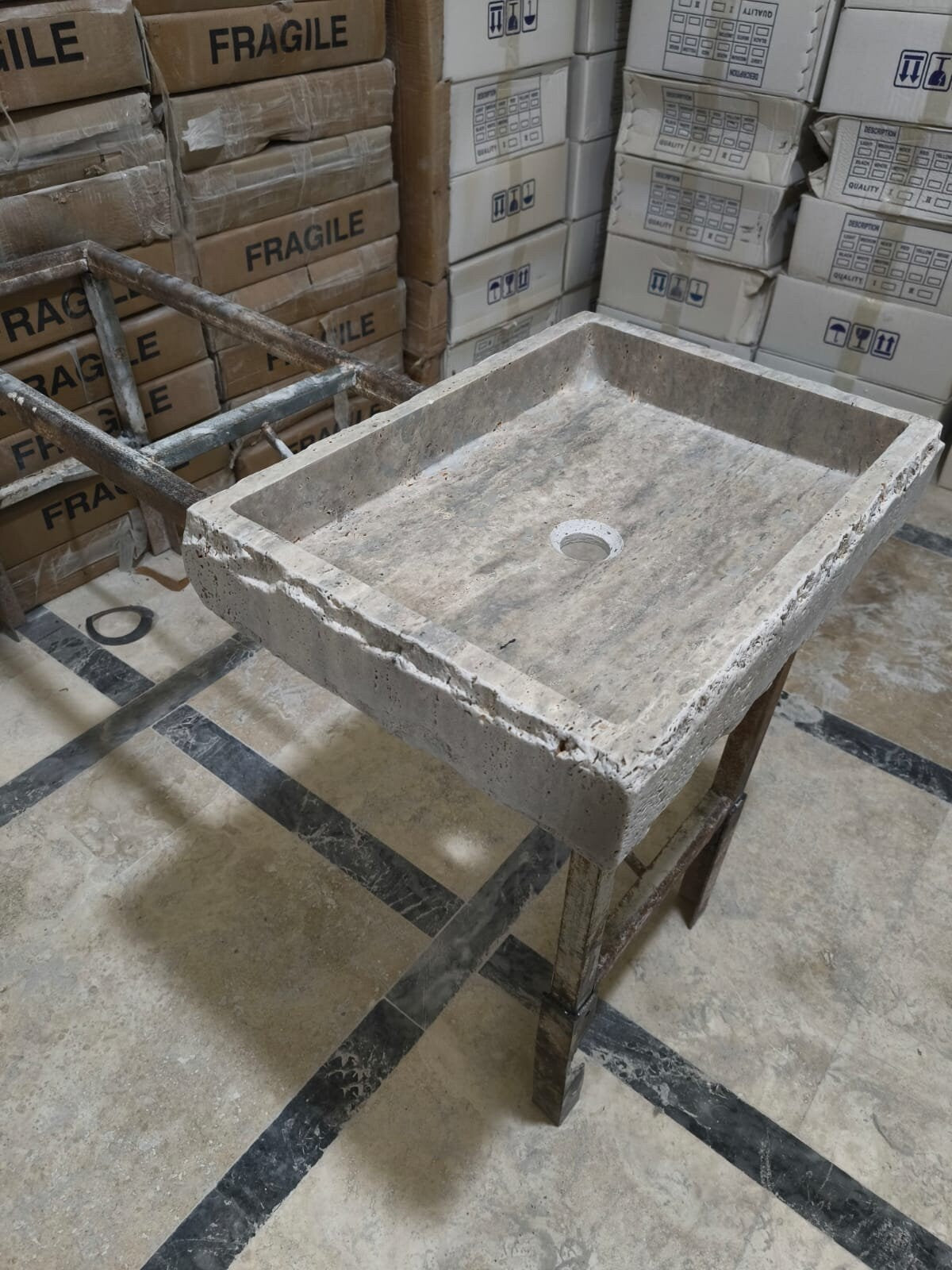 Silver Travertine Rectangular Sink