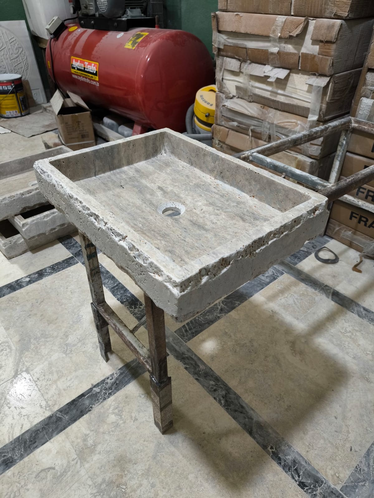 Silver Travertine Rectangular Sink