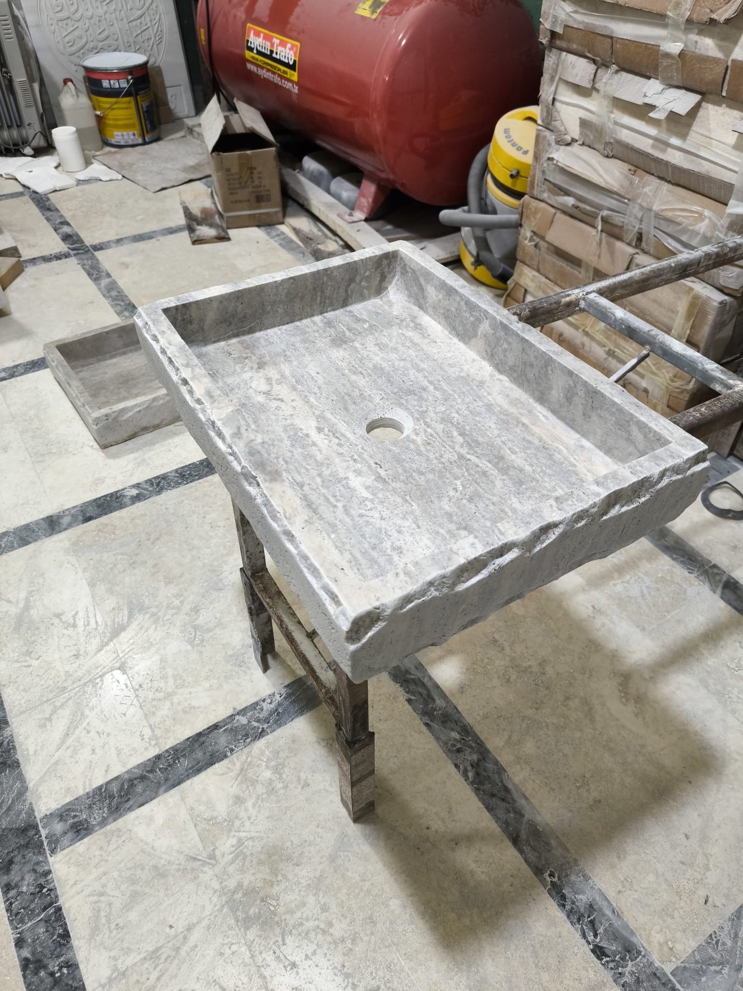 Silver Travertine Rectangular Sink