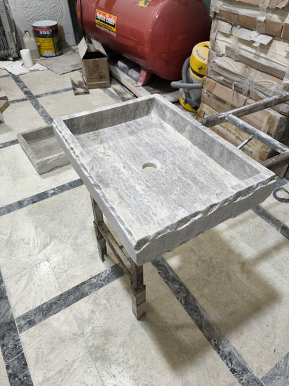 Silver Travertine Rectangular Sink