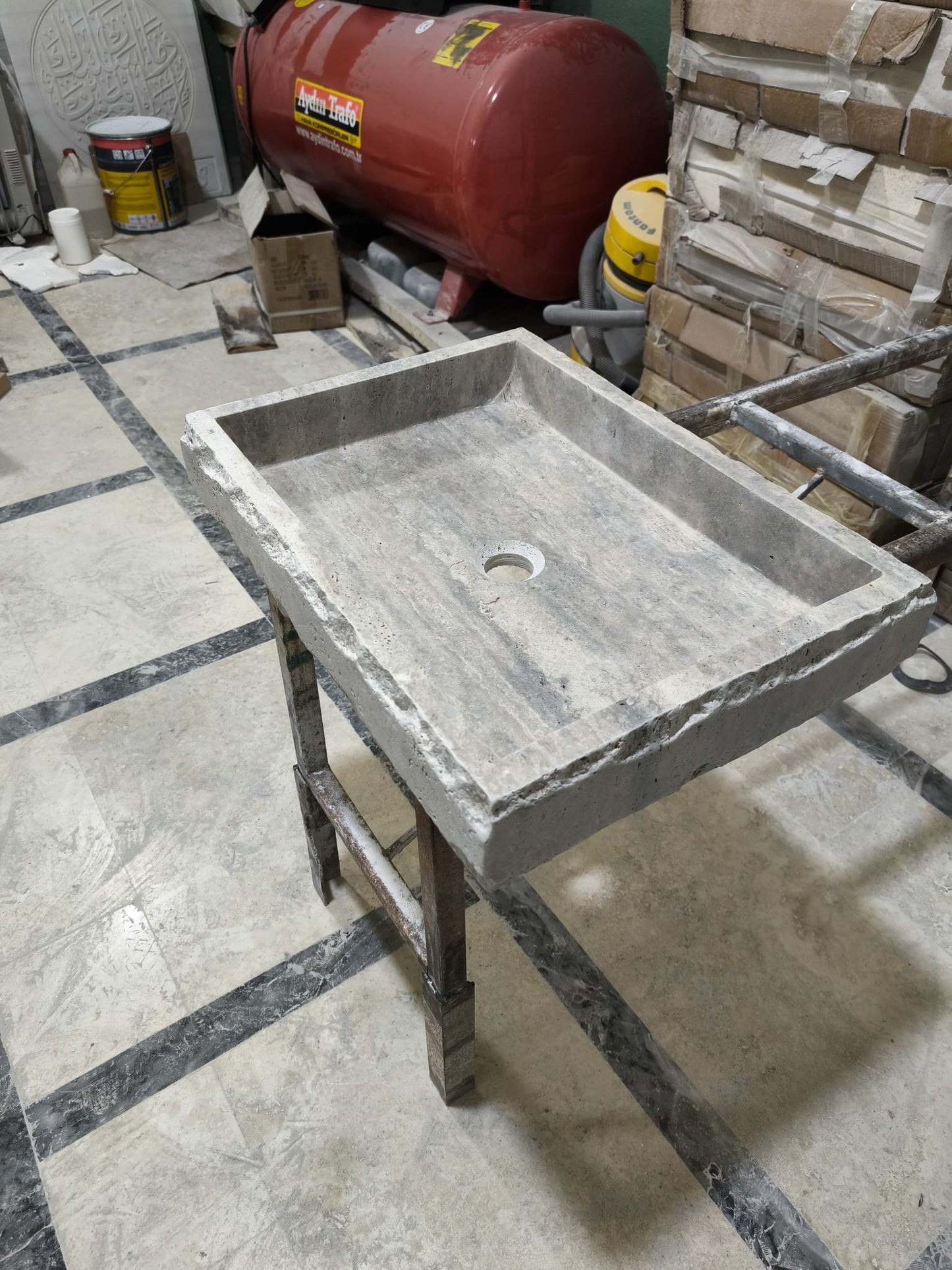 Silver Travertine Rectangular Sink