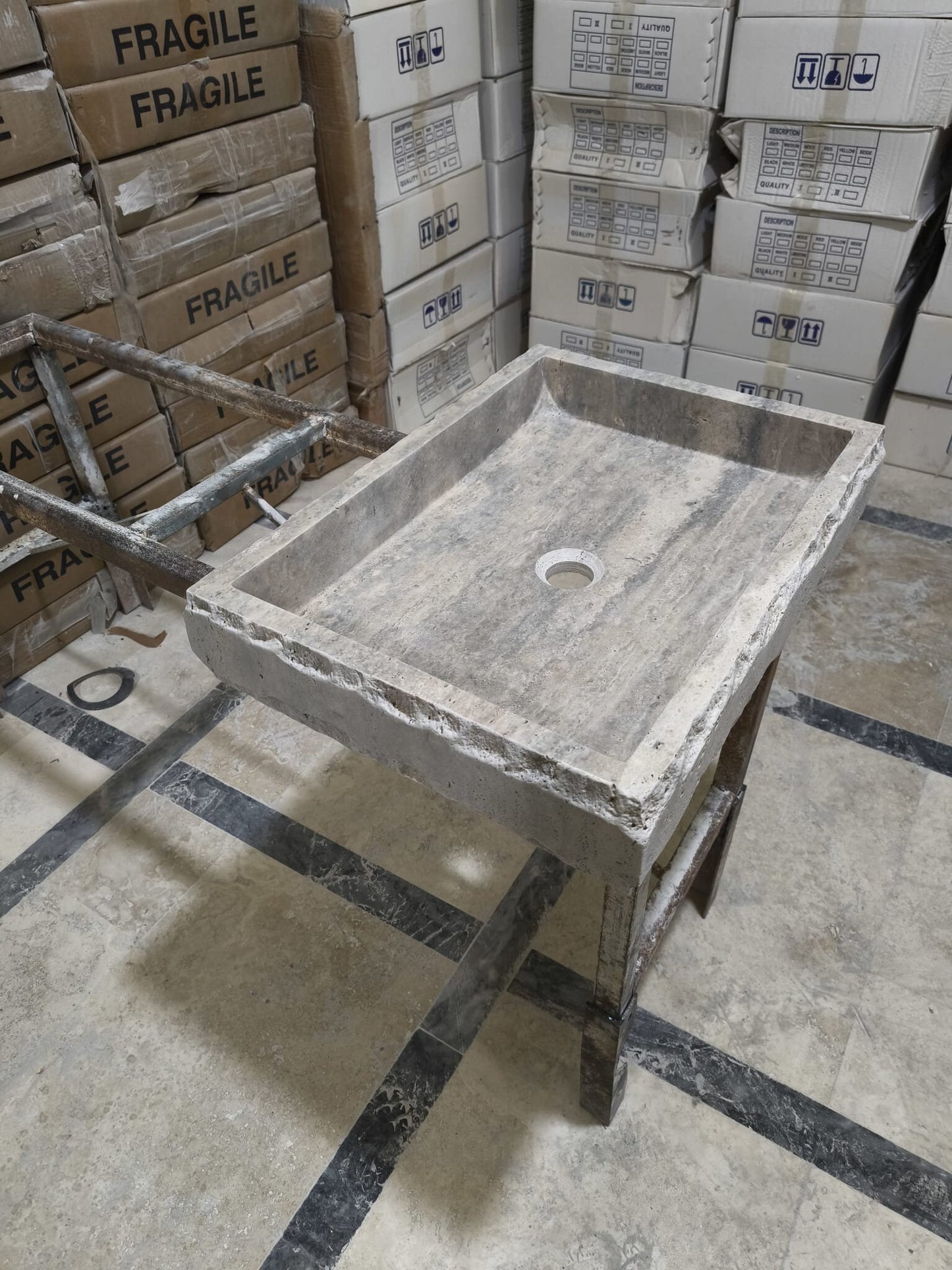 Silver Travertine Rectangular Sink