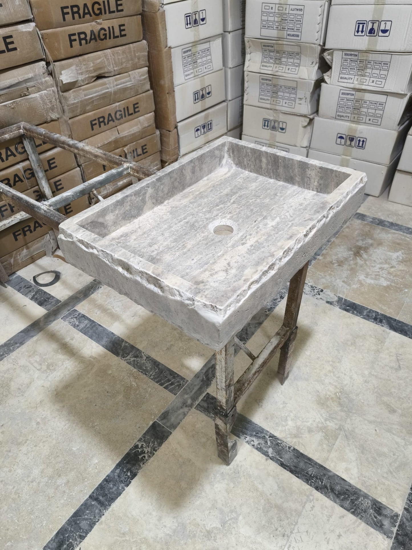 Silver Travertine Rectangular Sink