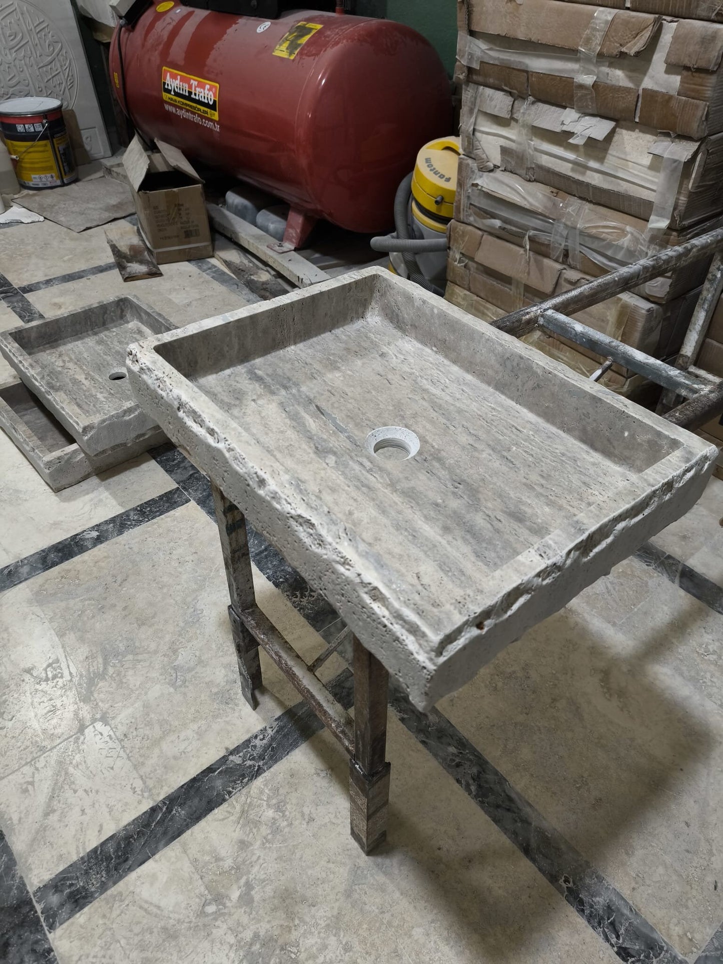 Silver Travertine Rectangular Sink