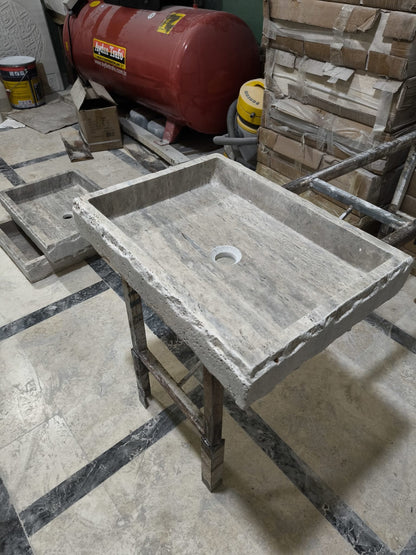 Silver Travertine Rectangular Sink