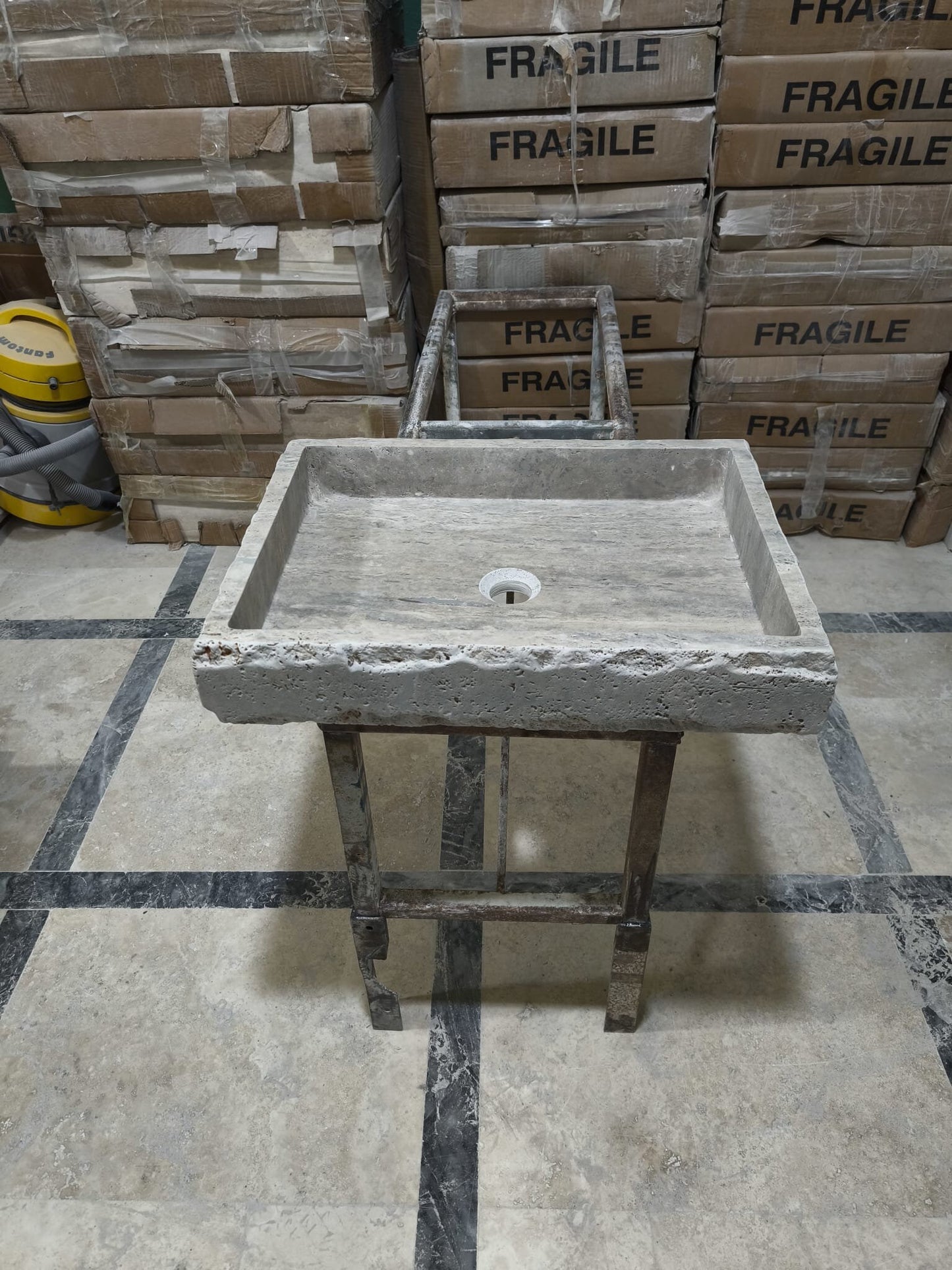 Silver Travertine Rectangular Sink