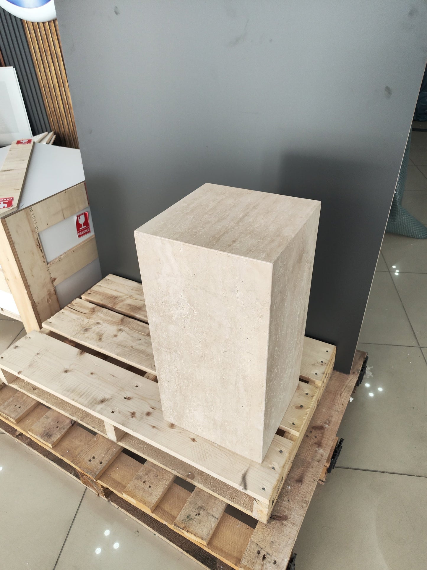Travertine Plinth Table