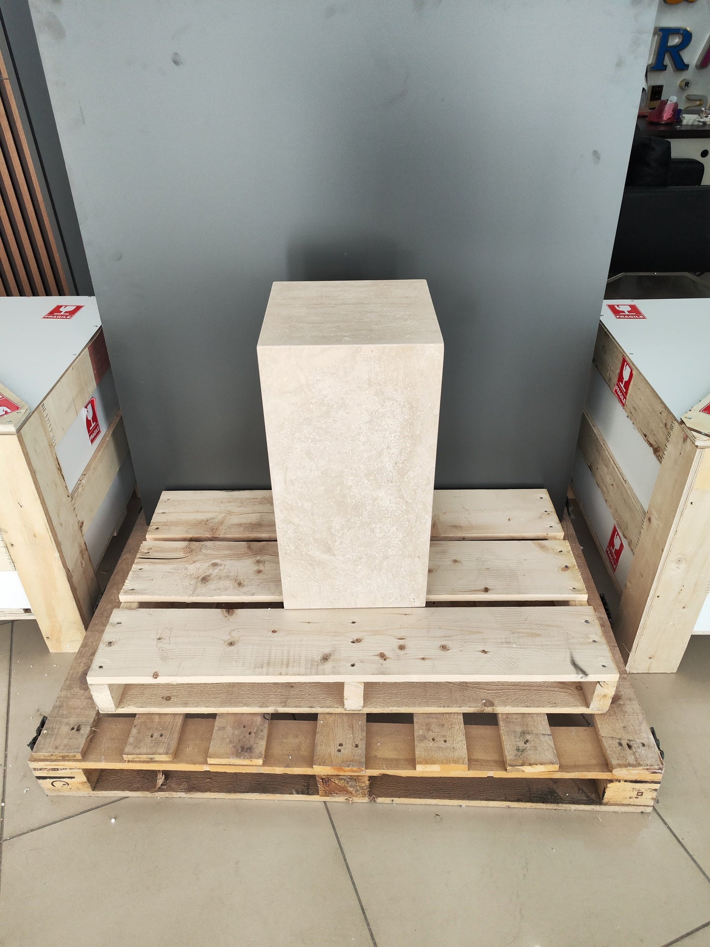 Travertine Plinth Table