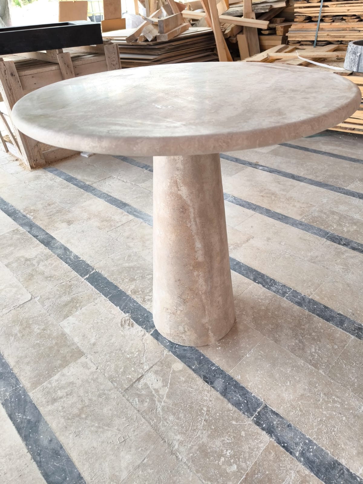Travertine Plinth Table