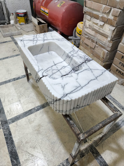 Lilac Marble Fluted Sink