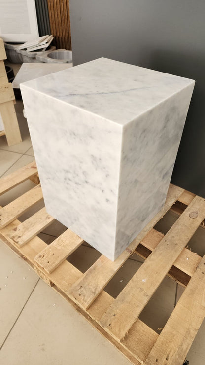 White Carrara Marble Side Table