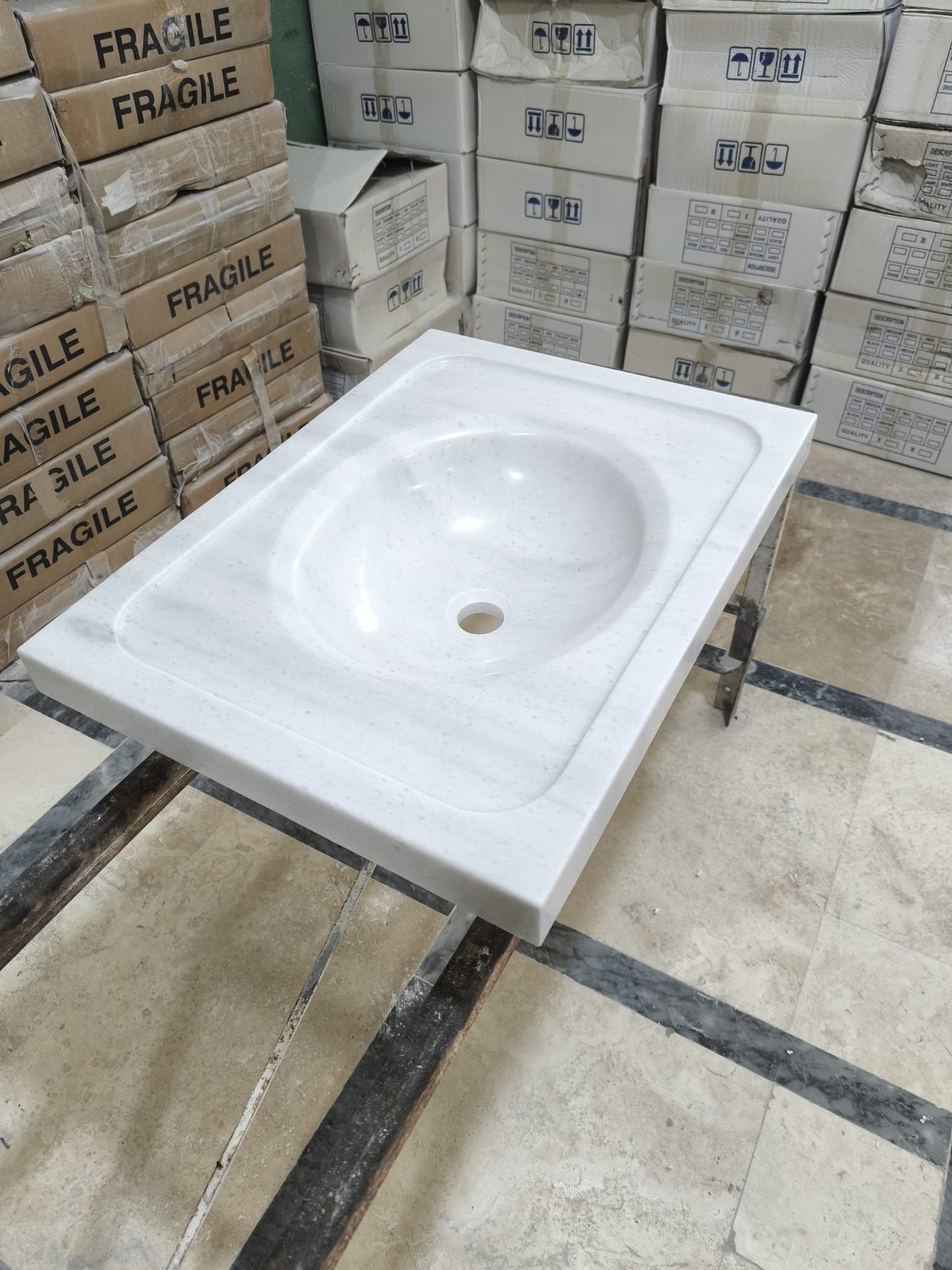 Carrara White Marble Sink