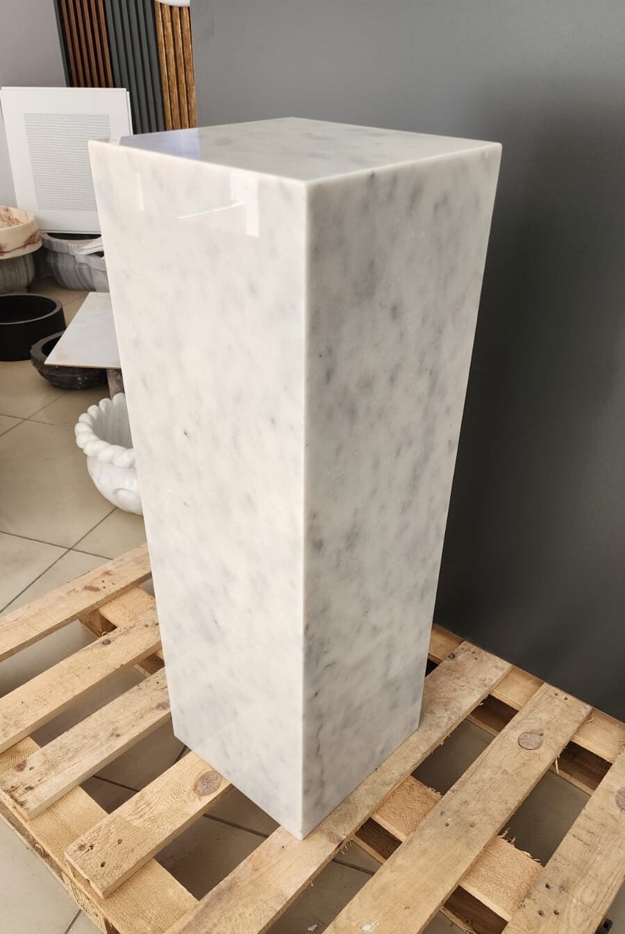 White Carrara Marble Side Table