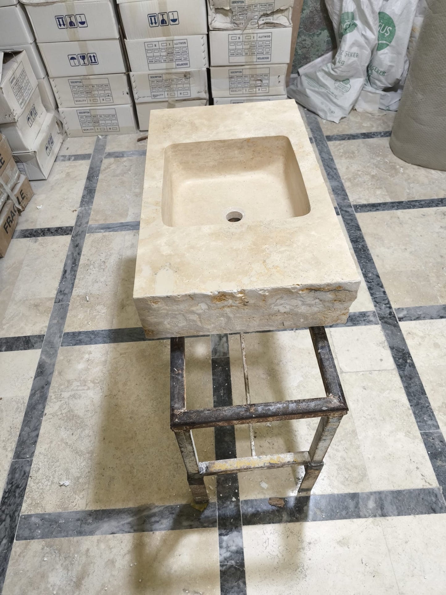 Custom Handmade Travertine Sink