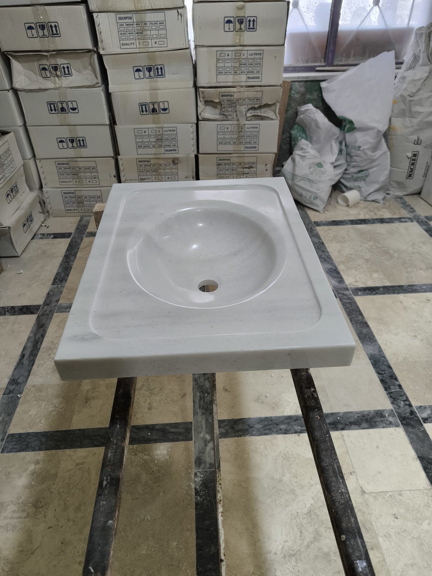 Carrara White Marble Sink