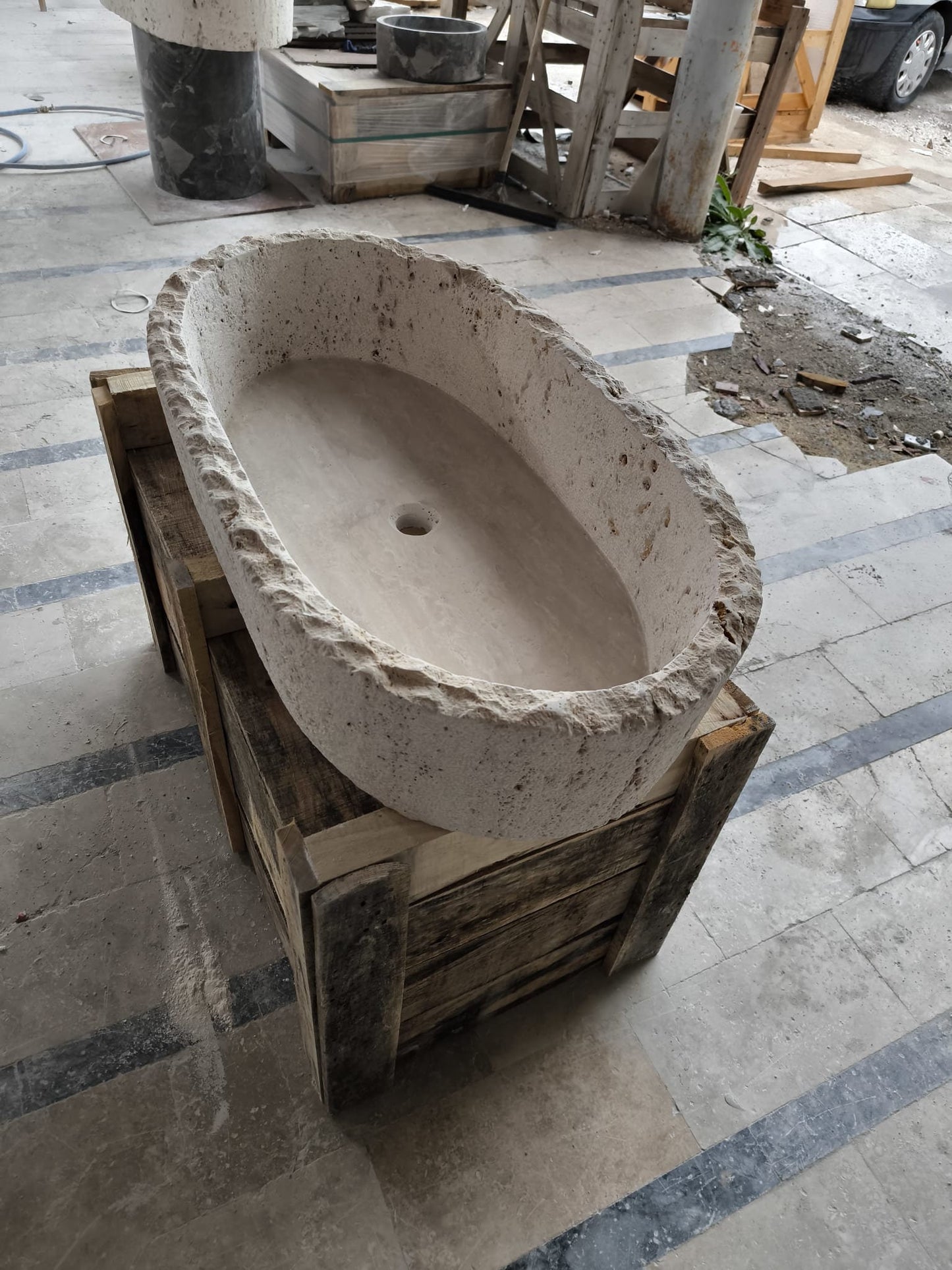 Travertine Sink – Handcrafted Natural Stone Basin