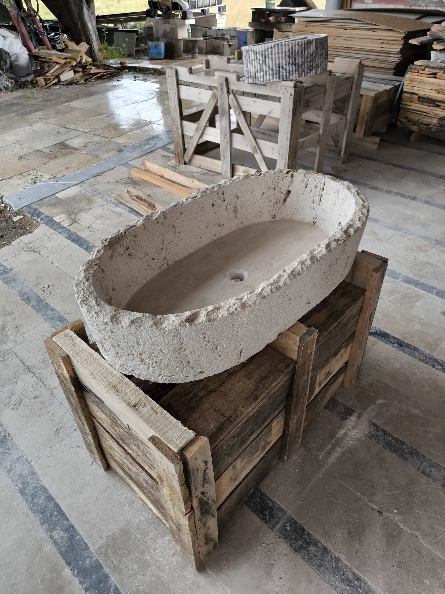 Travertine Sink – Handcrafted Natural Stone Basin