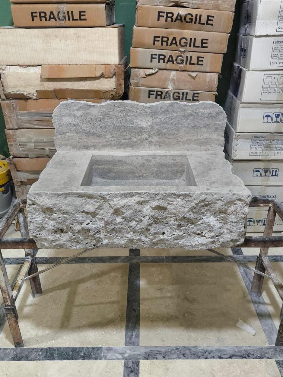 Silver Travertine Bathroom Sink