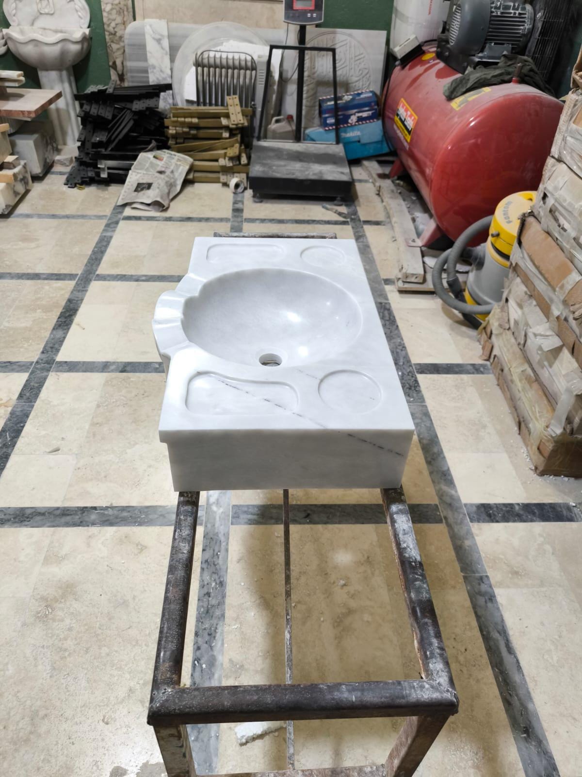 White Carrara Marble Sink