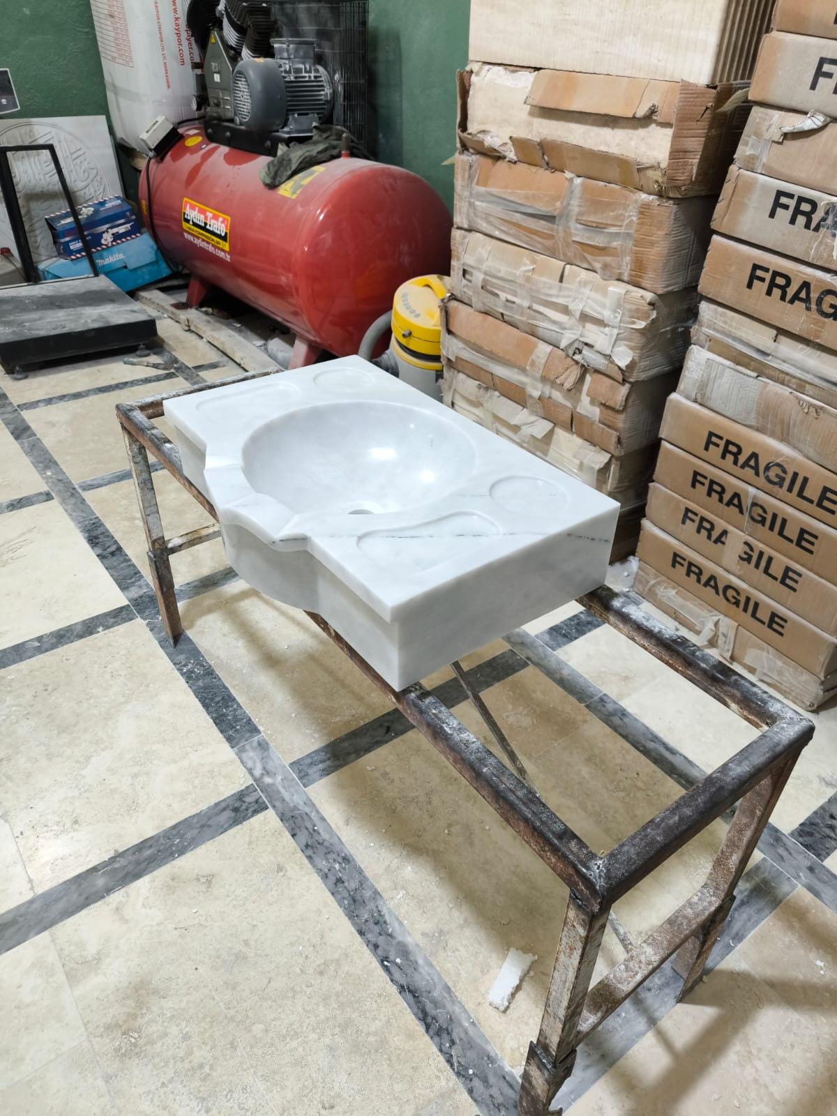 White Carrara Marble Sink
