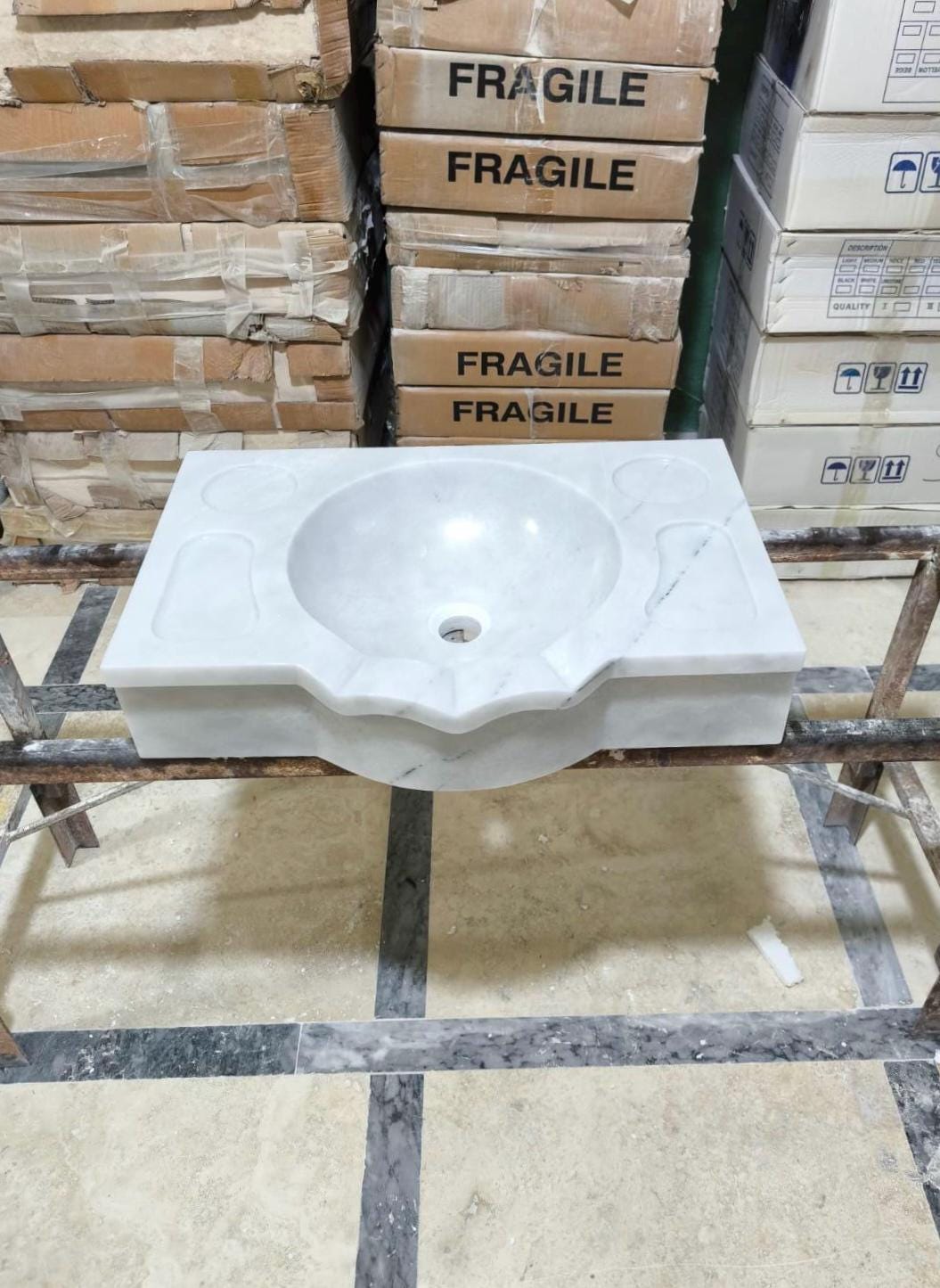 White Carrara Marble Sink