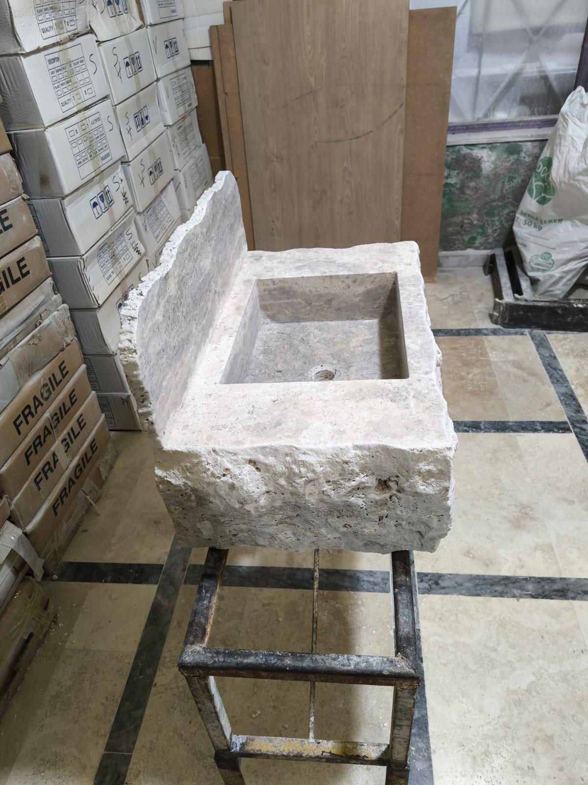 Silver Travertine Bathroom Sink