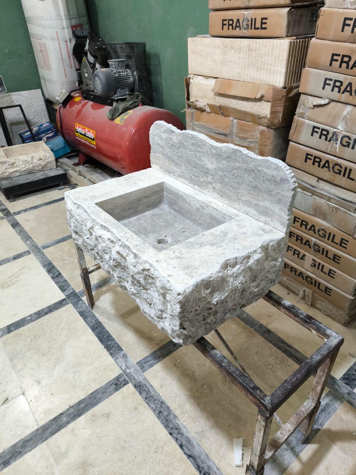 Silver Travertine Bathroom Sink