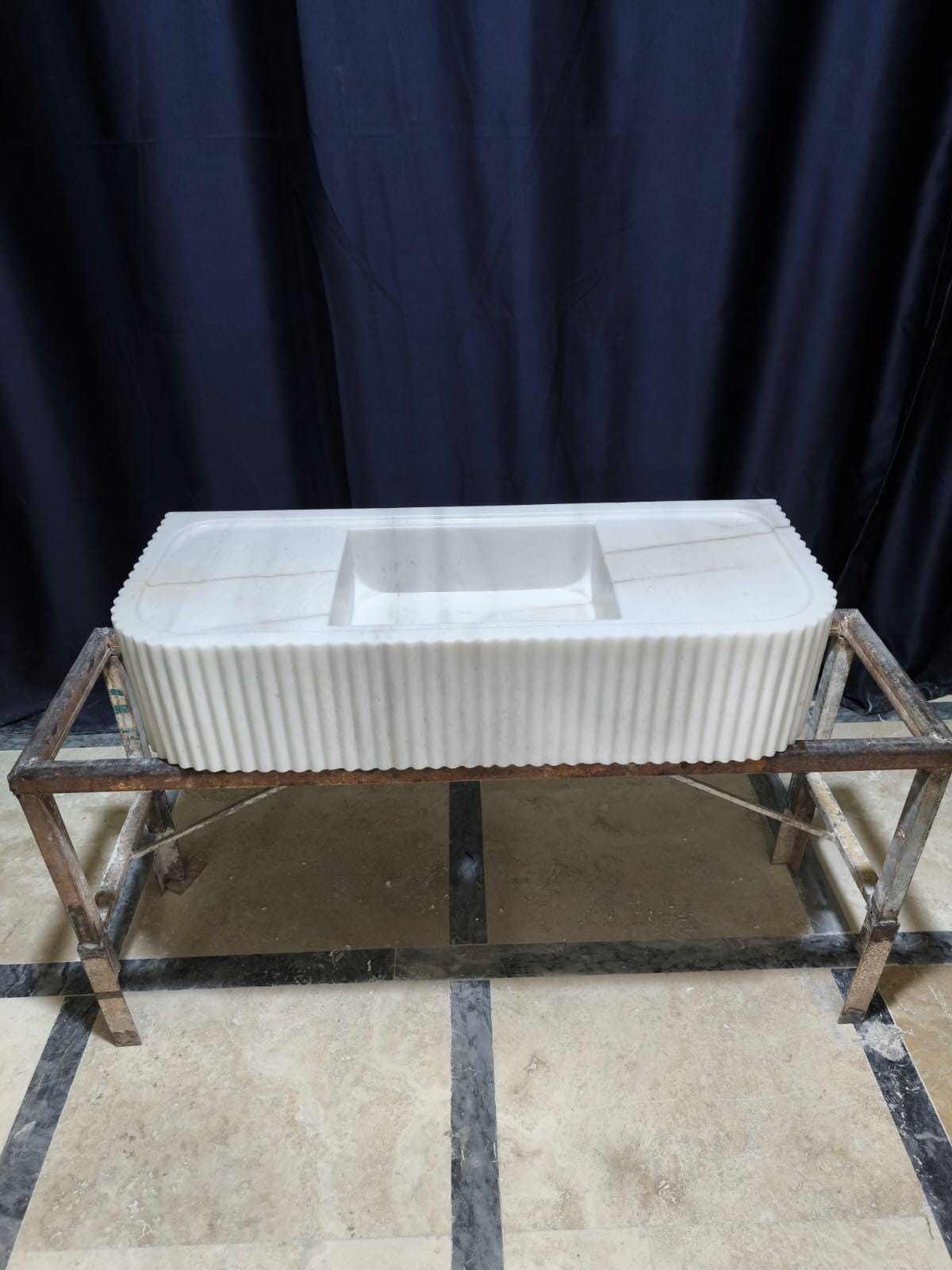 Handmade White Elegance Carrara Marble Wall-Mounted Sink