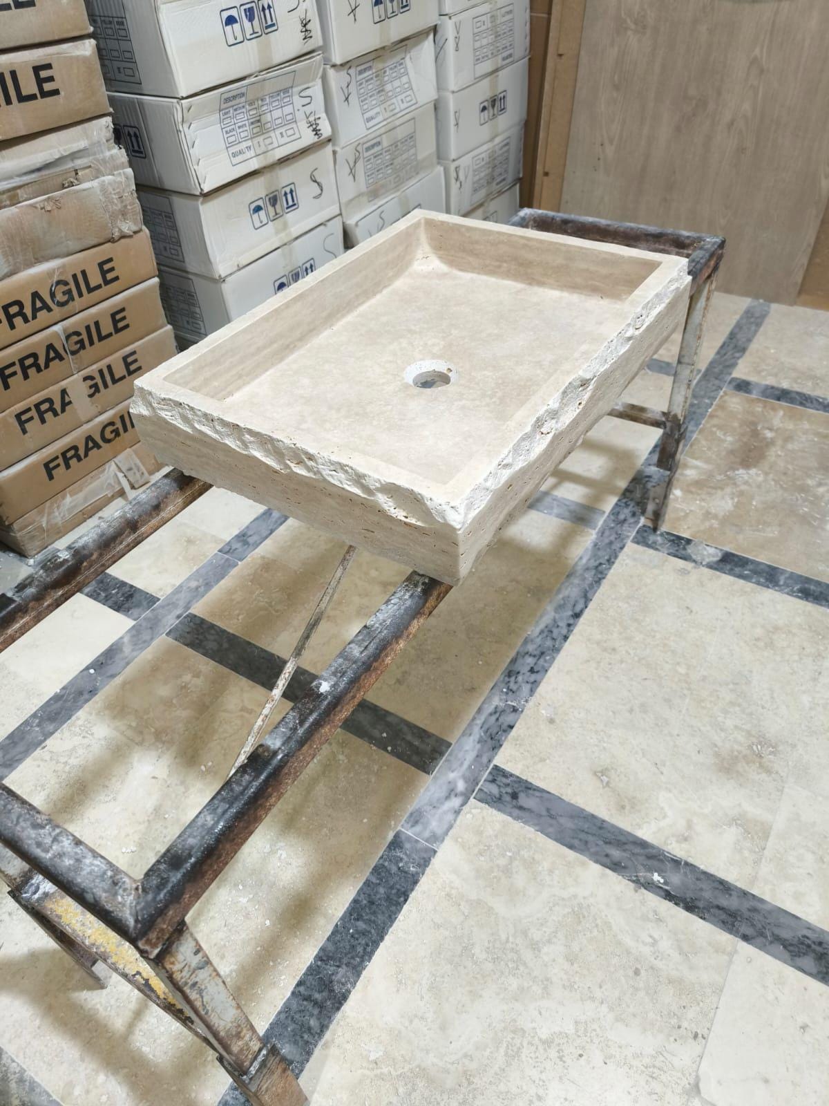 Custom Travertine Marble Sink