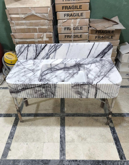 Lilac Marble Sink with Backsplash