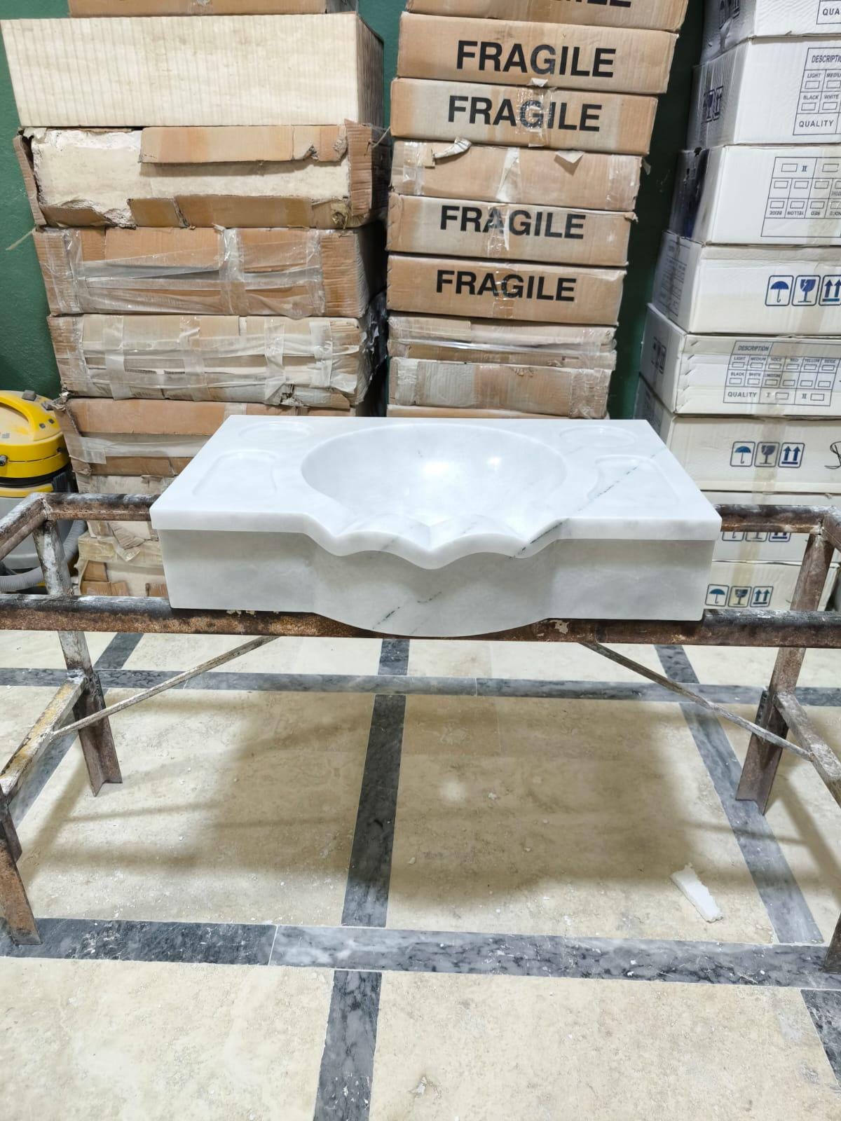 White Carrara Marble Sink