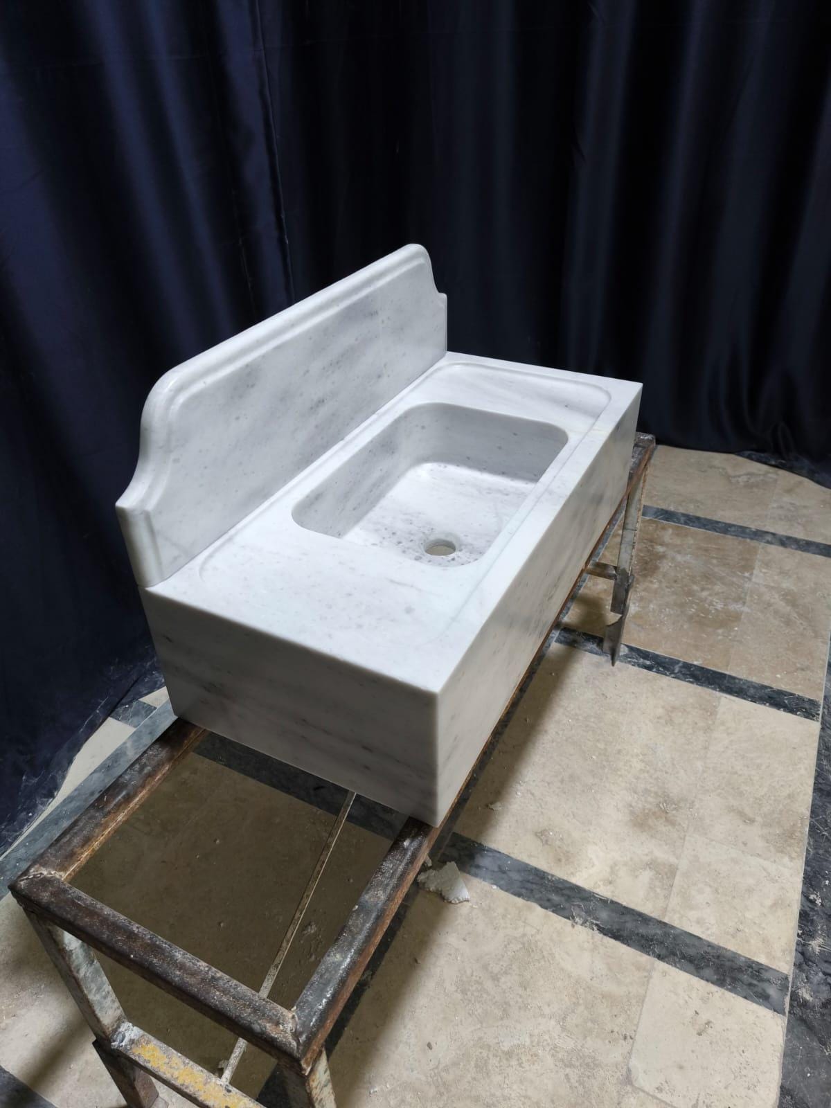 Carrara Marble Sink with Backsplash
